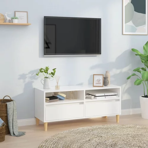 TV ormarić sjajni bijeli 100x34,5x44,5 cm od konstruiranog drva