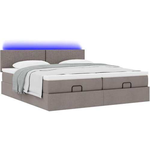 VidaXL otomanski okvir kreveta s madracima smeđesivi 200x200cm tkanine Slike
