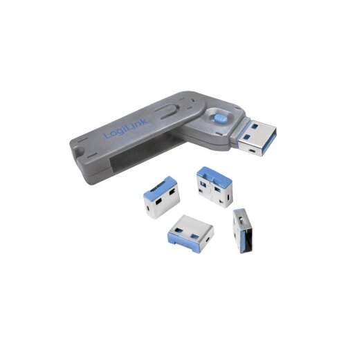 Logilink zaključavanje USB priključka USB PORT LOCK, 1 KEY + 4 LOCKS 4-dijelni komplet srebrna, plava boja uklj. 1 ključ AU0043 Slike