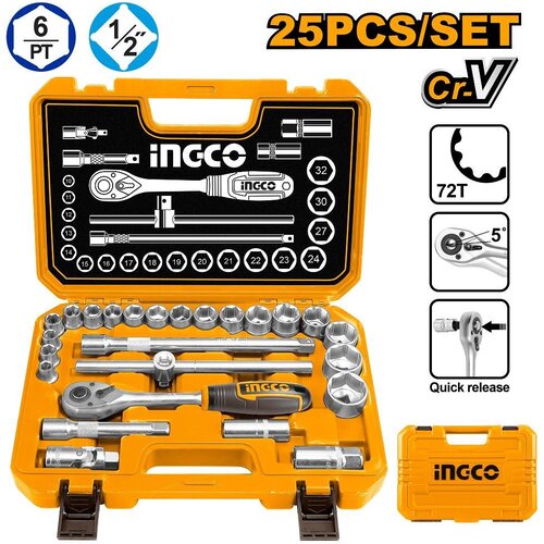 Ingco Set gedora 25/1 HKTS12251 1/2&amp;Prime; SUPER Slike