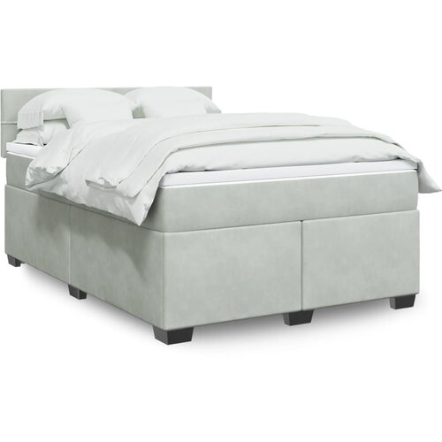 The Living Store Box spring postelja z vzmetnico svetlo siva 140x200 cm žamet - Box Spring Postelja, (21428279) Cene