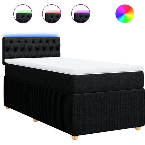 vidaXL Box spring postelja z vzmetnico črna 90x200 cm blago, (21304462) Cene