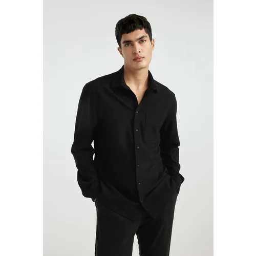 Defacto Regular Fit Polo Neck Crinkle Long Sleeve Shirt