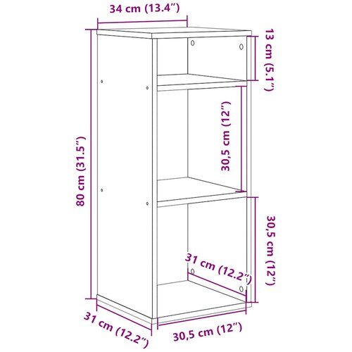  za knjige crni 34x31x80 cm od konstruiranog drva Slike