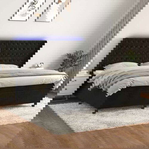  Box spring s madracem LED crni 160x200 cm baršun Cijene