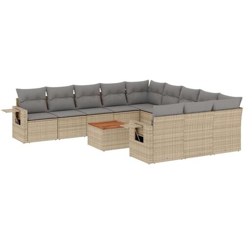 VidaXL 12-dijelni set vrtnih sofa od poliratana s jastucima bež Slike