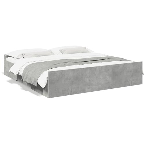 Maison Chic Posteljni okvir - Dvoposteljna postelja - Zakonska postelja s predali betonsko siv 180x200cm inženirski les, (21694140) Slike