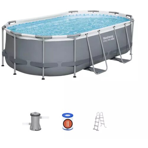 Bestway Bazen sa metalnim okvirom, merdevinama i filter pumpom 427x250x100cm Power steel Cene