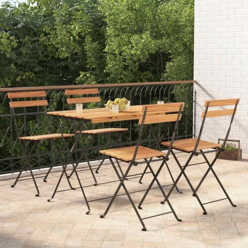  5-dijelni sklopivi bistro set masivno bagremovo drvo i čelik Cene
