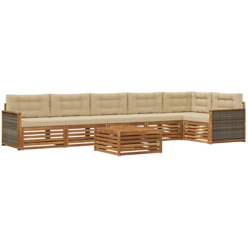 vidaXL Zunanja garnitura za sedenje z blazino 7 pcs Naravna in bež, (5000272116) Cene