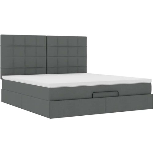 VidaXL Otomanski krevet s madracem i LED tamnosivi 180x200cm tkanine Slike