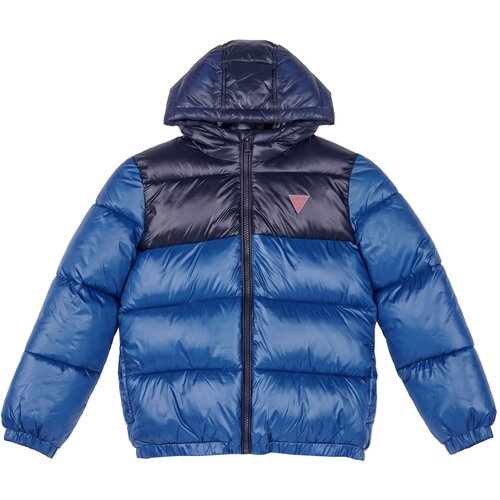 Guess POLYESTER HOODED LS PUFFER JACKET Plava Slike