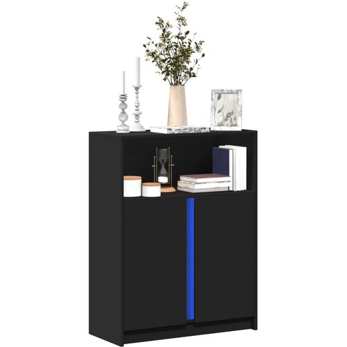 vidaXL Komoda z LED črna 77x34x100 cm inženirski les Cene
