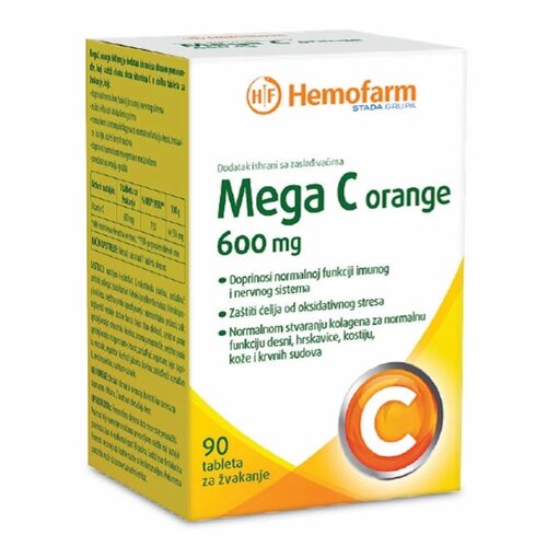 Hemofarm tablete za žvakanje mega c orange 600 mg 90 komada Cene