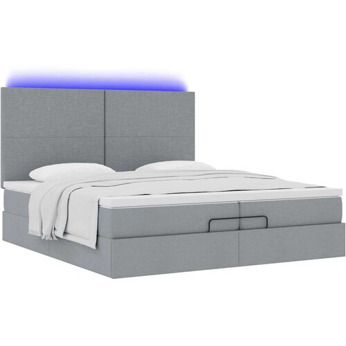 VidaXL okvir kreveta s madracima svijetlosivi 200x200cm od tkanine Slike