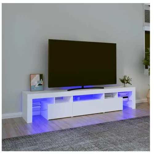  TV omarica z LED lučkami bela 200x36,5x40 cm