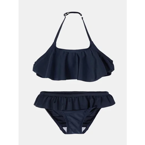 name it Dark blue girls' two-piece swimsuit with ruffles Fini - unisex