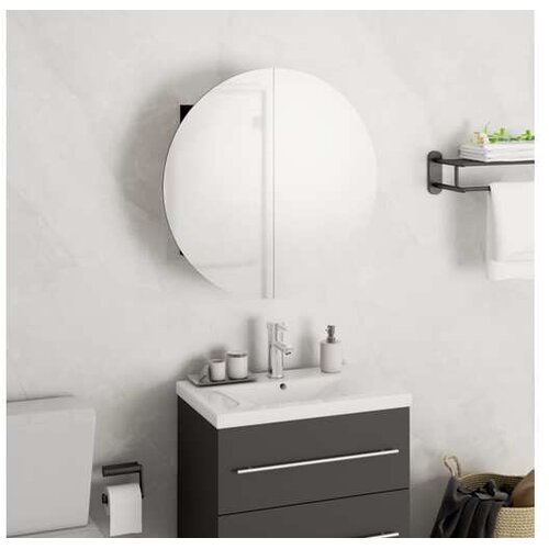  Kupaonski ormarić s okruglim ogledalom LED crni 40x40x17 5 cm Cijene