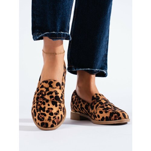 SHELOVET Women's suede loafers leopard Cene
