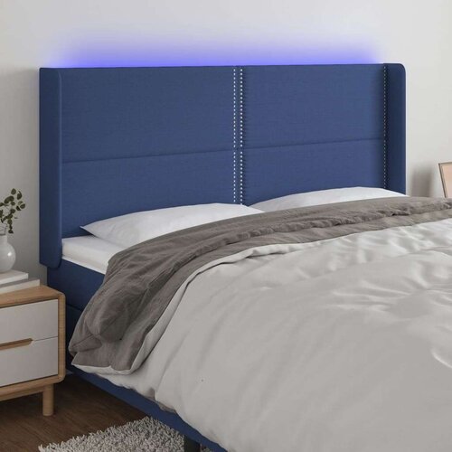  Uzglavlje plavo 183 x 16 x 118/128 cm od tkanine Slike