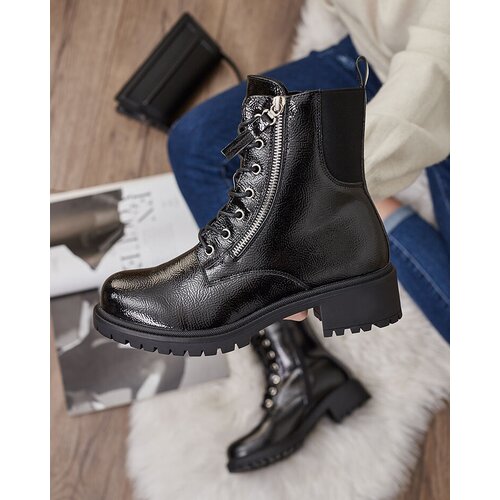 Resti Black eco leather patent leather women's bagger boots Gaddaxa Cene