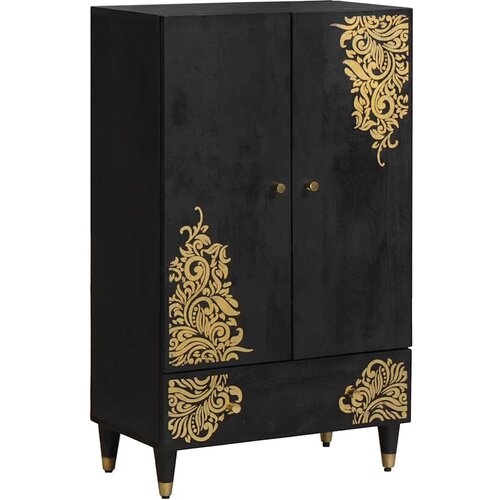 vidaXL Highboard s ladicama Crna 60 x 33 x 100 cm Čvrsto drvo manga Cijene
