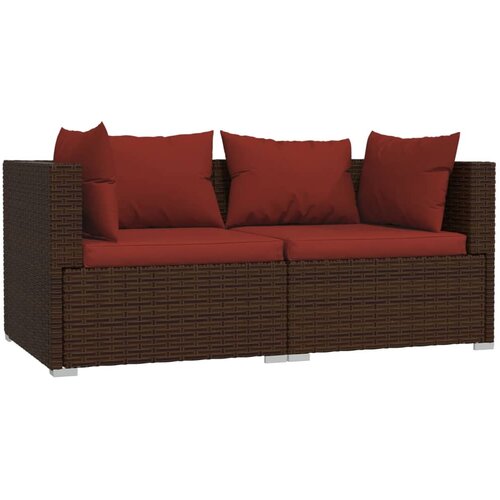 Maison Chic kavč - Sofa - Kanape dvosed z blazinami rjav poli ratan, (21727162) Cene