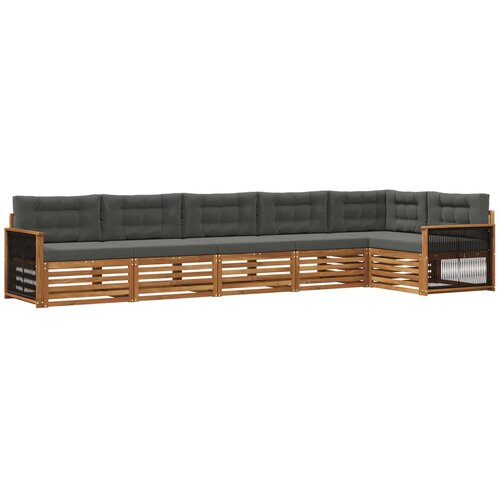 vidaXL Zunanja garnitura za sedenje 6 pcs Naravna in antracitna, (5000281598) Cene