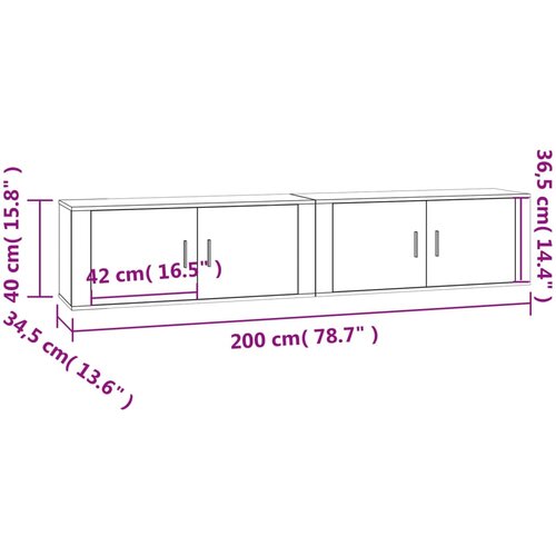  Zidni TV ormarići 2 kom siva boja betona 100 x 34,5 x 40 cm Slike
