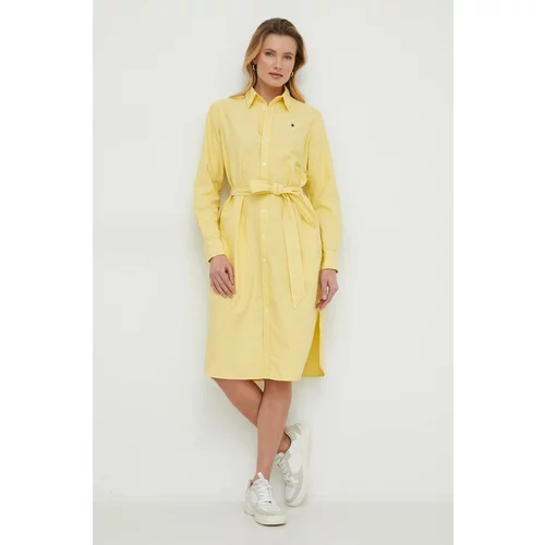 Polo Ralph Lauren Bombažna obleka rumena barva