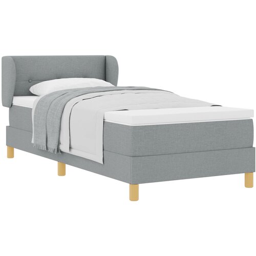 vidaXL Box Spring Krevet s Madracem u Svjetlosivoj, 90x200 cm, Tkanina Cene