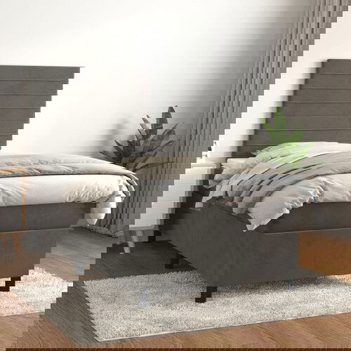 The Living Store Box spring postelja z vzmetnico temno siva 90x200 cm žamet - Box Spring Postelja, (21489835) Cene