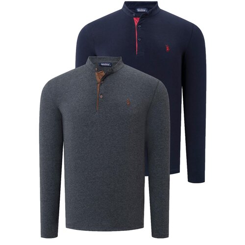 Dewberry DOUBLE SET V4009 MEN&amp;#039;S SWEATSHIRT-NAVY - ANTHRACITE Slike
