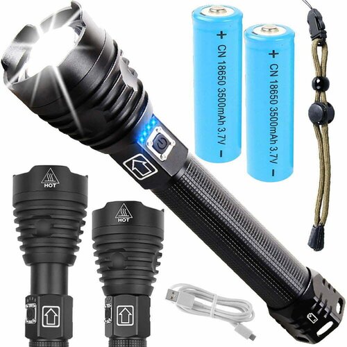 VERK_GROUP Akumulatorska LED XHP90 zoom ročna svetilka 6400mAh USB, (20459166) Slike