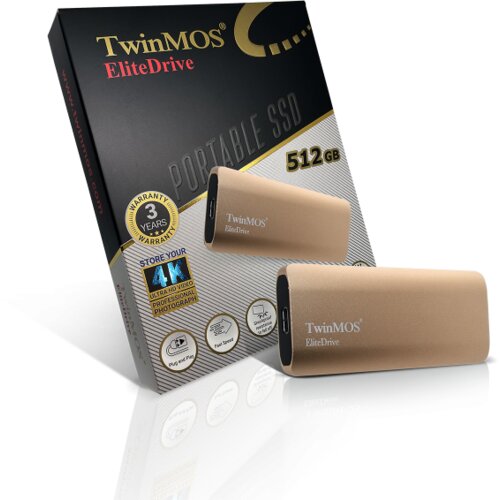 TwinMOS eksterni ssd 512GB elitedrive gold usb 3.2/Type-C PSSDFGBMED32G Slike