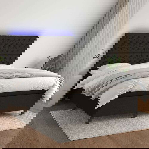  Box spring postelja z vzmetnico LED črna 140x190 cm blago, (20893060) Cene