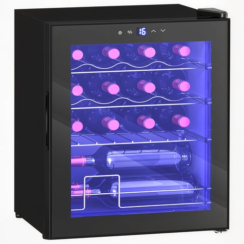 HOMCOM Hladilnik za vino kovina, trdo steklo 43&Scaron; x 45T x 56,5V cm Črna, (5000243044) Cene