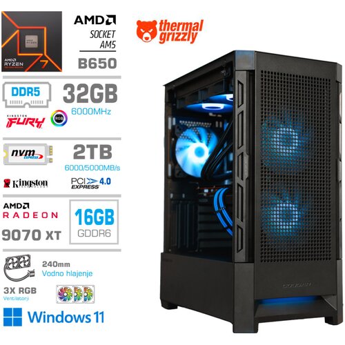 MEGA Računalnik MT S8 R7-7700X/RX9070 XT/32GB-DDR5/2TB-4.0/750W/Win11Home/črna RGB + Estetski napajalni kabli [Svetlo modra / Črna], (22147458) Cene