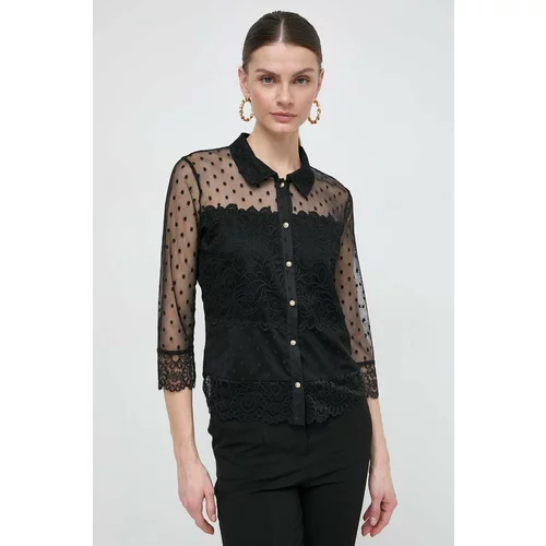 Morgan Košulja za žene, boja: crna, regular, s klasičnim ovratnikom
