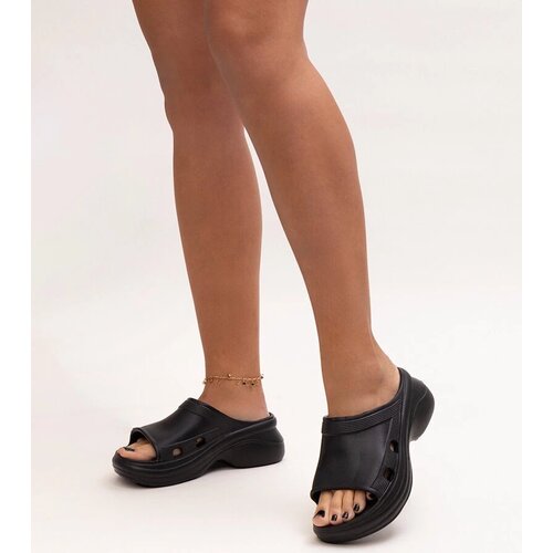 D/CEO Black slippers with fur insulated Valle Cene