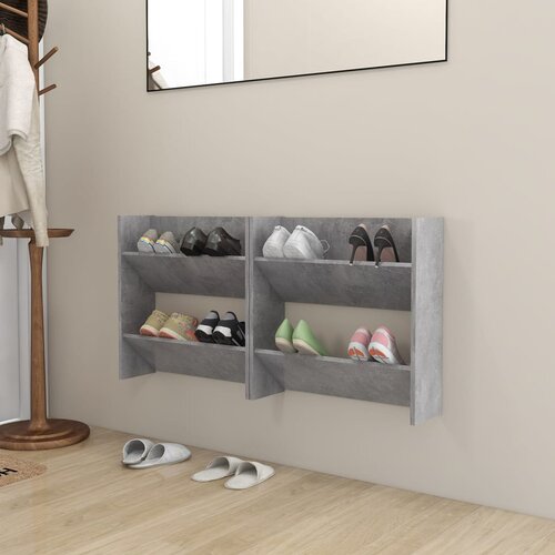 VidaXL Zidni ormarići za cipele 2 kom boja betona 60x18x60 cm iverica Slike