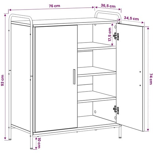 Ormar za cipele 76 x 36 5 x 93 cm Konstruirano drvo - Dimljeni hrast 76 x 36 5 x 93 cm 4 etaže s vratima Slike
