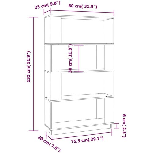  Knjižna omara/pregrada siva 80x25x132 cm trdna borovina, (20705650) Slike