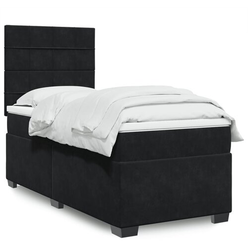 vidaXL Box spring postelja z vzmetnico črna 90x200 cm žamet Cene