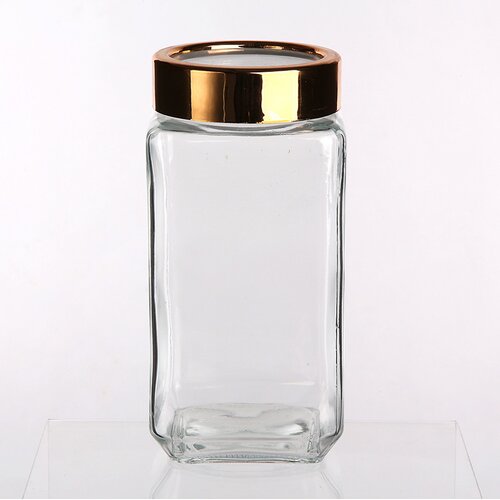 Altom design kvadratna staklena posuda sa zlatnim poklopcem 1000ml Cene