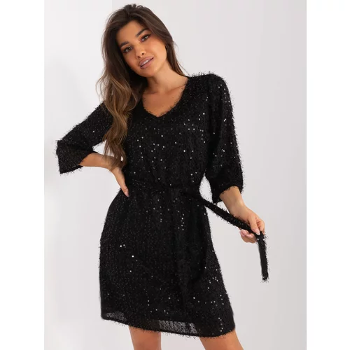 Fashion Hunters Black simple cocktail dress with ties