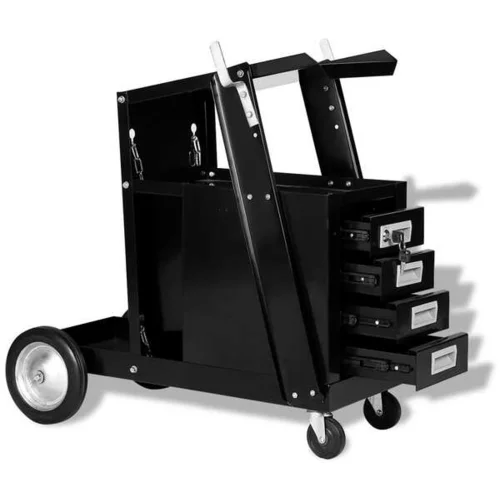  Varilni voziček s 4 predali črne barve