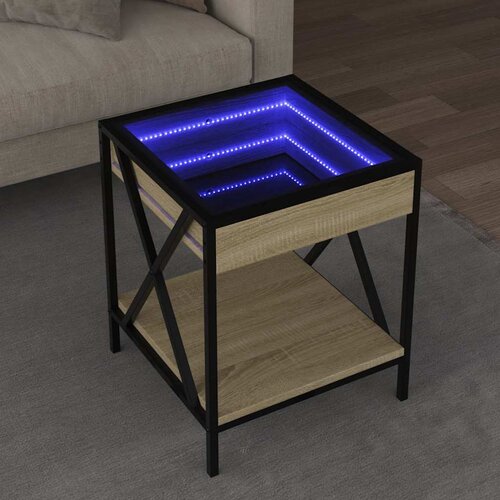  Stolić s beskonačnim LED svjetlima boja hrasta 40x40x49 cm Cene