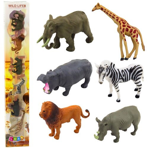  Set of Mini Figures Wild Animals Giraffe Zebra Lion 6-8cm 6pcs Slike
