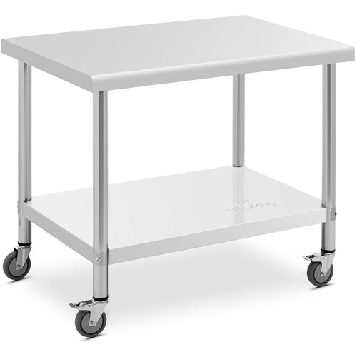 Royal Catering Kovinska gostinska miza na kolesih s polico, JEKLO, 70 x 100 cm, (21831590) Slike